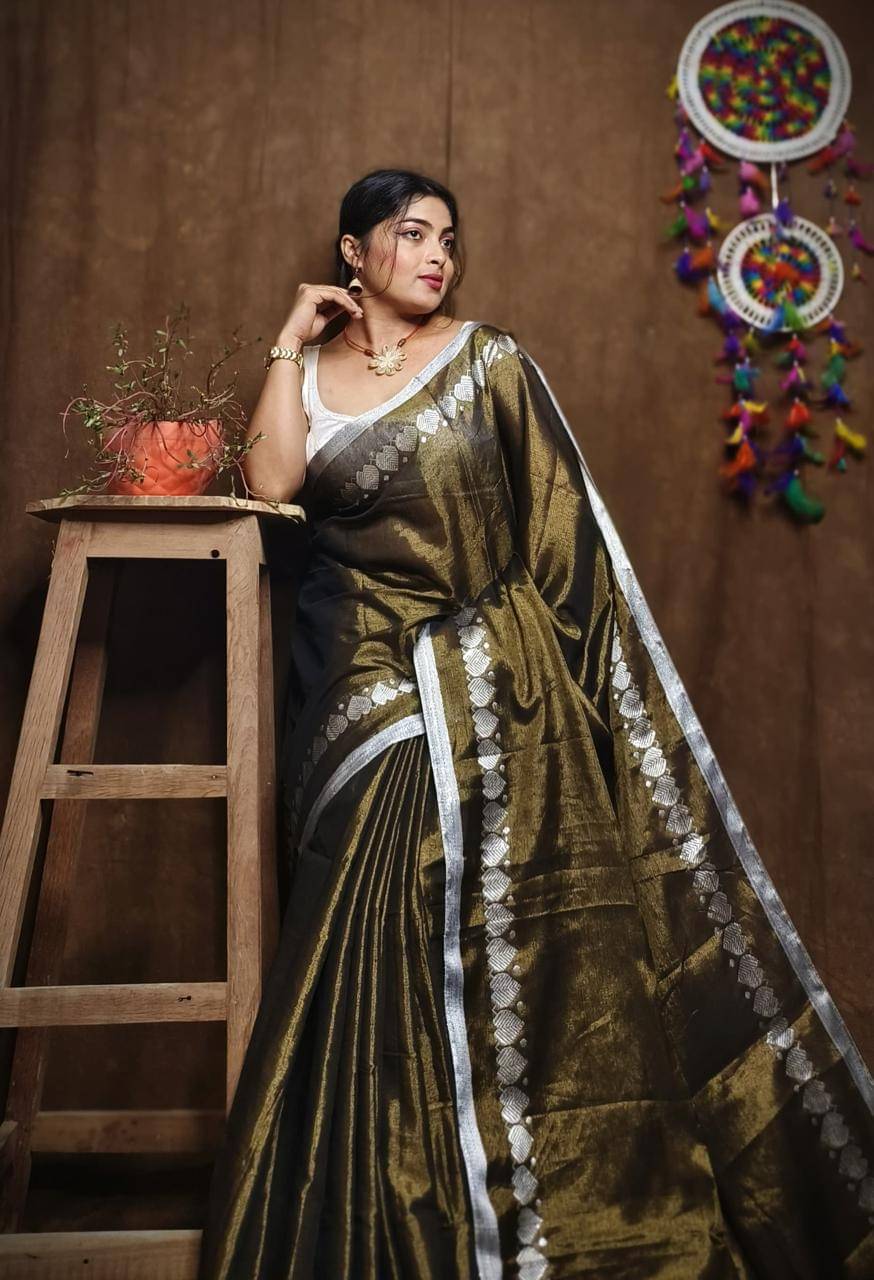     			SARADA HANDLOOM Cotton Printed Saree With Unstitched Blouse Piece ( Green )