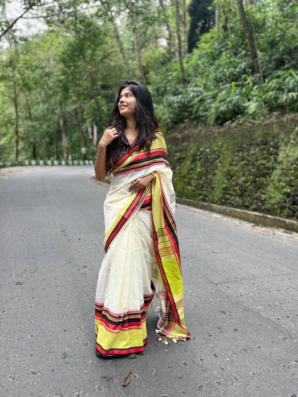     			SARADA HANDLOOM Cotton Printed Saree With Unstitched Blouse Piece ( White )