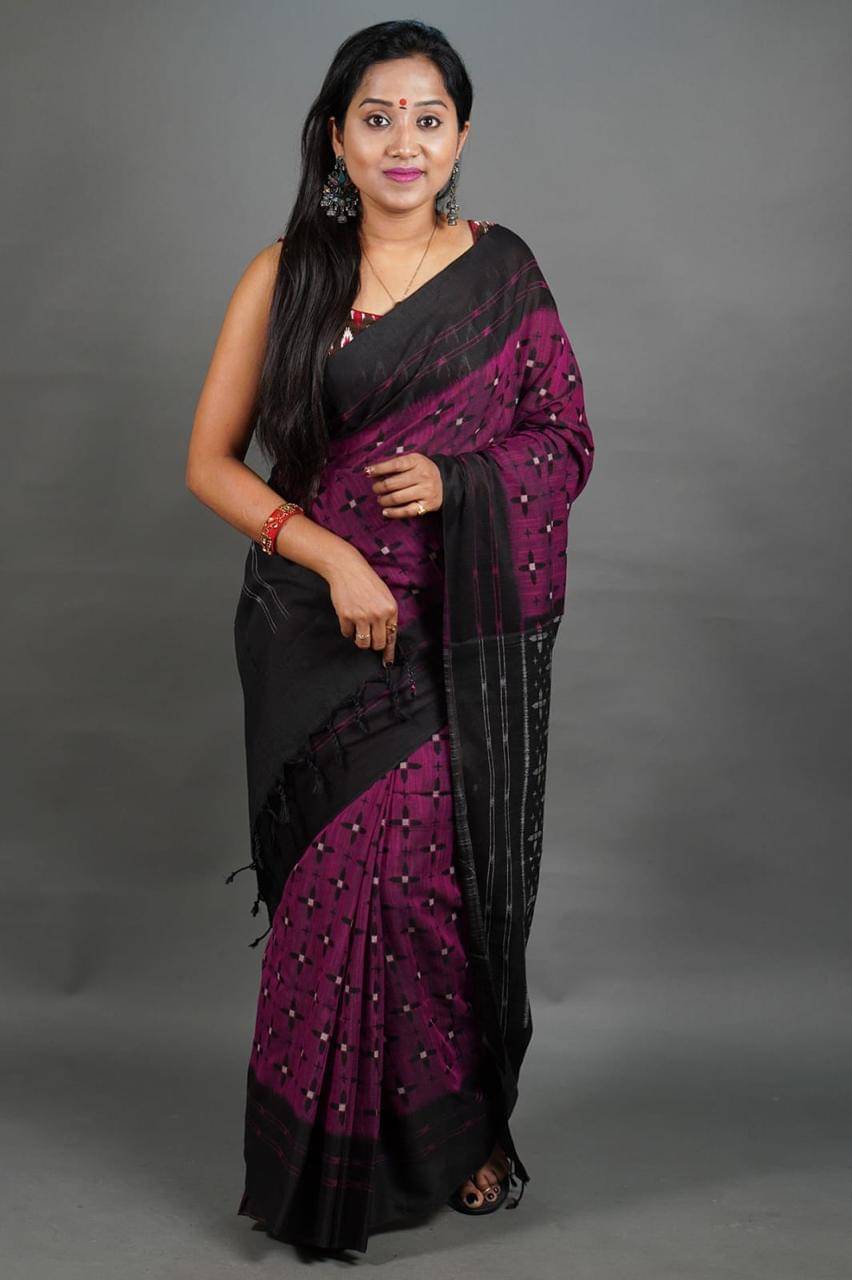     			SARADA HANDLOOM Cotton Self Design Saree With Unstitched Blouse Piece ( Pink )