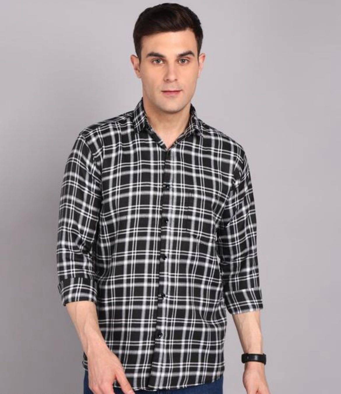     			STITCHCRAFTSTYLE Cotton Blend Regular Fit Checks Full Sleeves Men's Casual Shirt - Black ( Pack of 1 )
