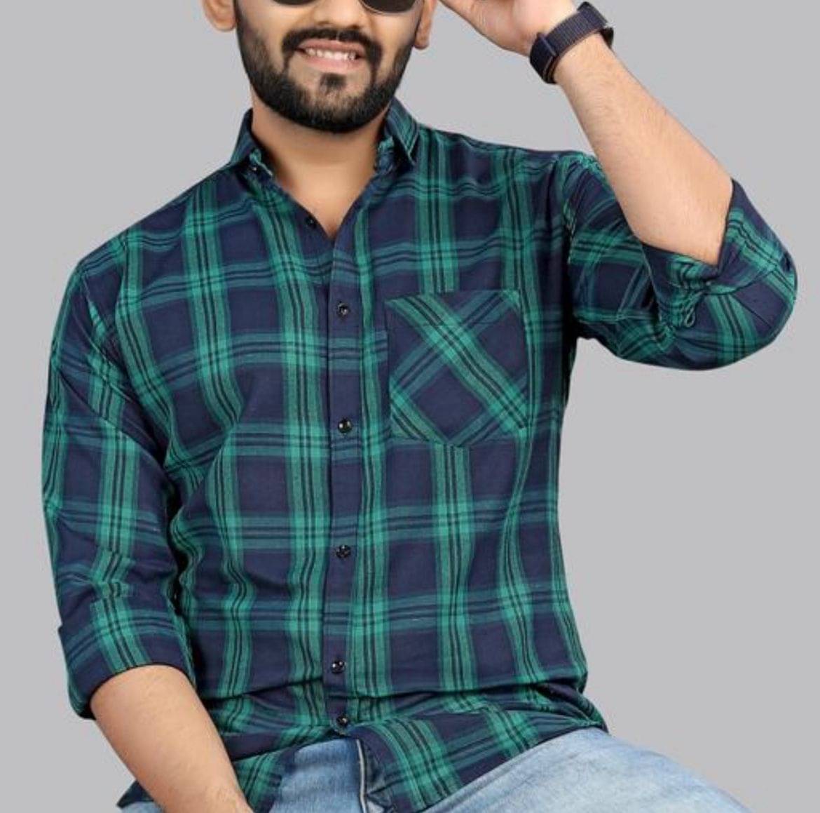     			STITCHCRAFTSTYLE Cotton Blend Regular Fit Checks Full Sleeves Men's Casual Shirt - Dark Green ( Pack of 1 )