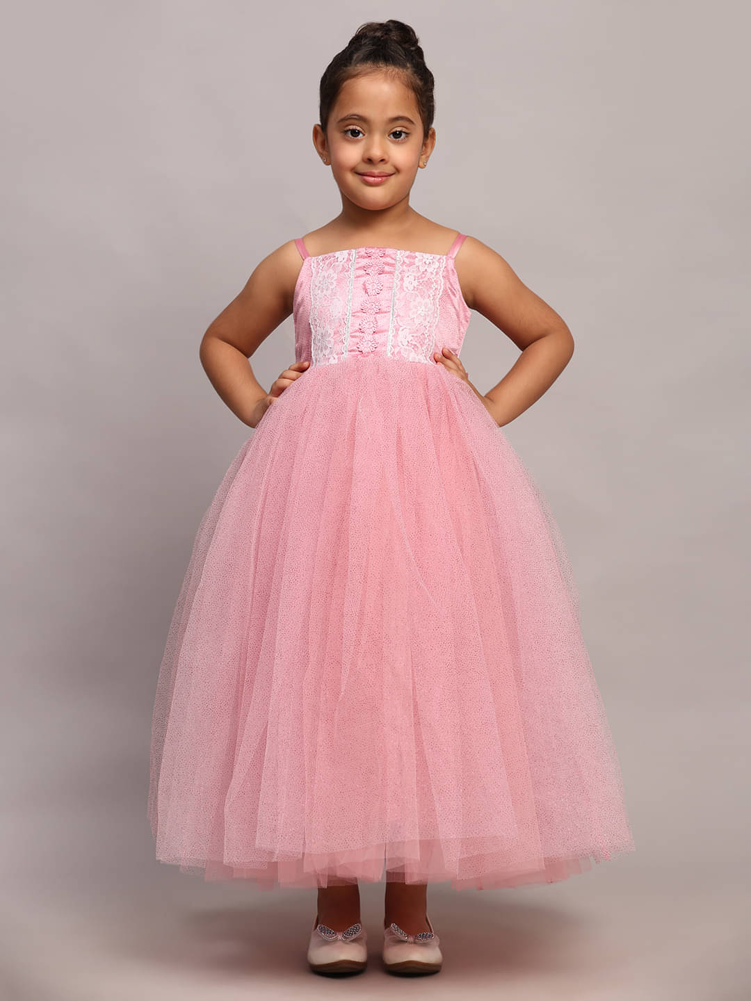     			Toy Balloon Kids Net Gown For Baby Girls ( Pack of 1 , Light pink )