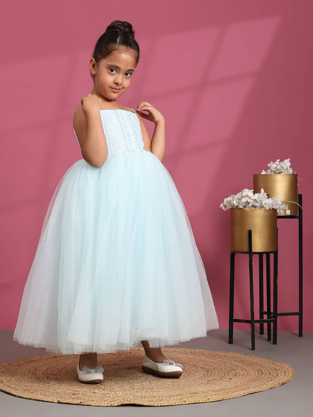     			Toy Balloon Kids Net Gown For Girls ( Pack of 1 , Sky Blue )