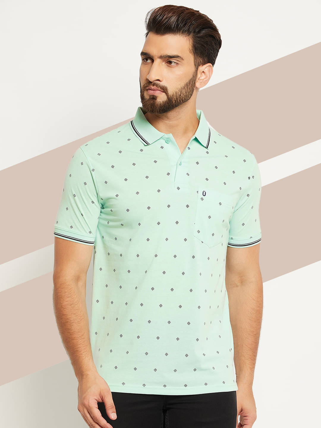 UNIBERRY Pack of 1 Cotton Blend Regular Fit Solid Half Sleeves Men's Polo T Shirt ( Mint Green )     			UNIBERRY Pack of 1 Cotton Blend Regular Fit Solid Half Sleeves Men's Polo T Shirt ( Mint Green )