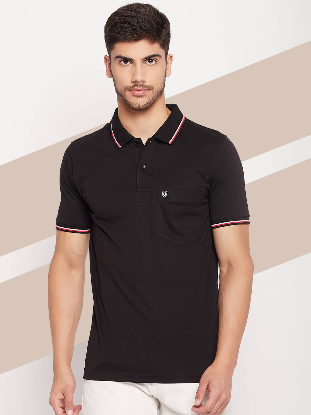 UNIBERRY Pack of 1 Cotton Blend Regular Fit Solid Half Sleeves Men's Polo T Shirt ( Black )     			UNIBERRY Pack of 1 Cotton Blend Regular Fit Solid Half Sleeves Men's Polo T Shirt ( Black )