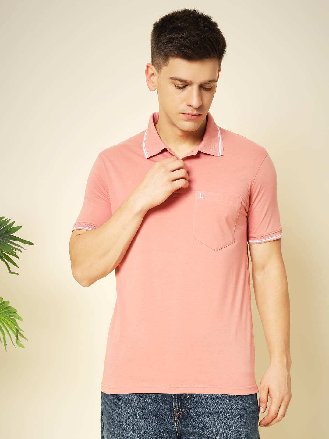 UNIBERRY Pack of 1 Cotton Blend Regular Fit Solid Half Sleeves Men's Polo T Shirt ( Pink ) UNIBERRY Pack of 1 Cotton Blend Regular Fit Solid Half Sleeves Men's Polo T Shirt ( Pink )
