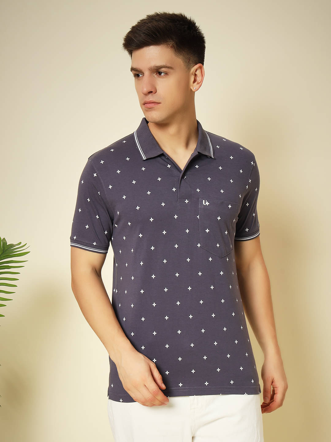 UNIBERRY Pack of 1 Cotton Blend Regular Fit Printed Half Sleeves Men's Polo T Shirt ( Purple ) UNIBERRY Pack of 1 Cotton Blend Regular Fit Printed Half Sleeves Men's Polo T Shirt ( Purple )
