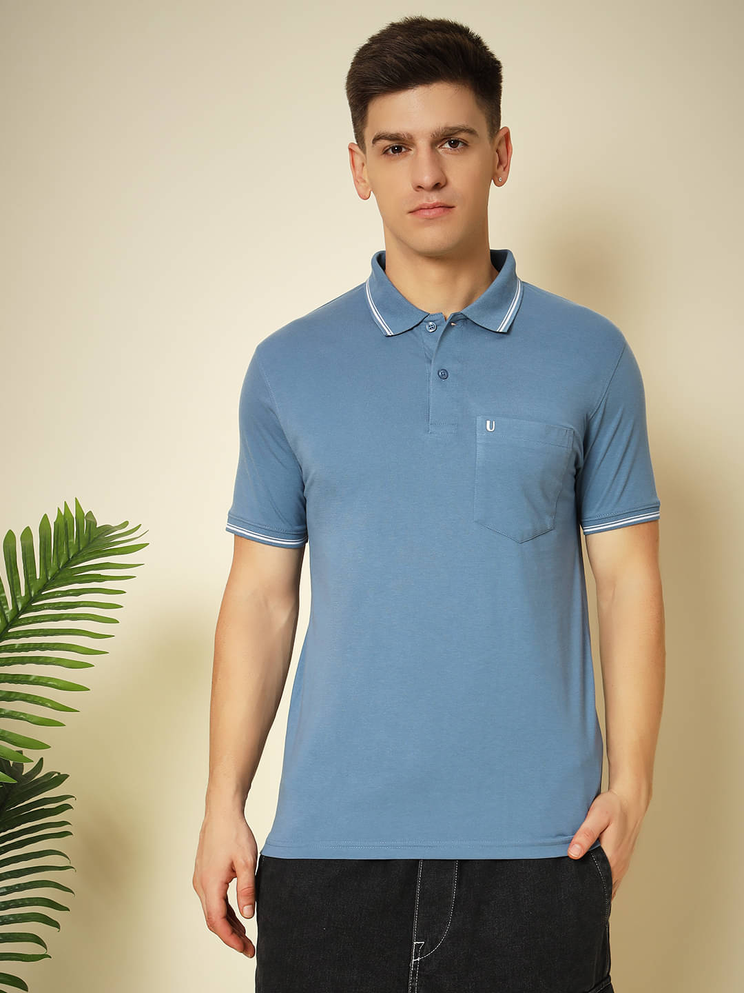 UNIBERRY Pack of 1 Cotton Blend Regular Fit Solid Half Sleeves Men's Polo T Shirt ( Grey )     			UNIBERRY Pack of 1 Cotton Blend Regular Fit Solid Half Sleeves Men's Polo T Shirt ( Grey )