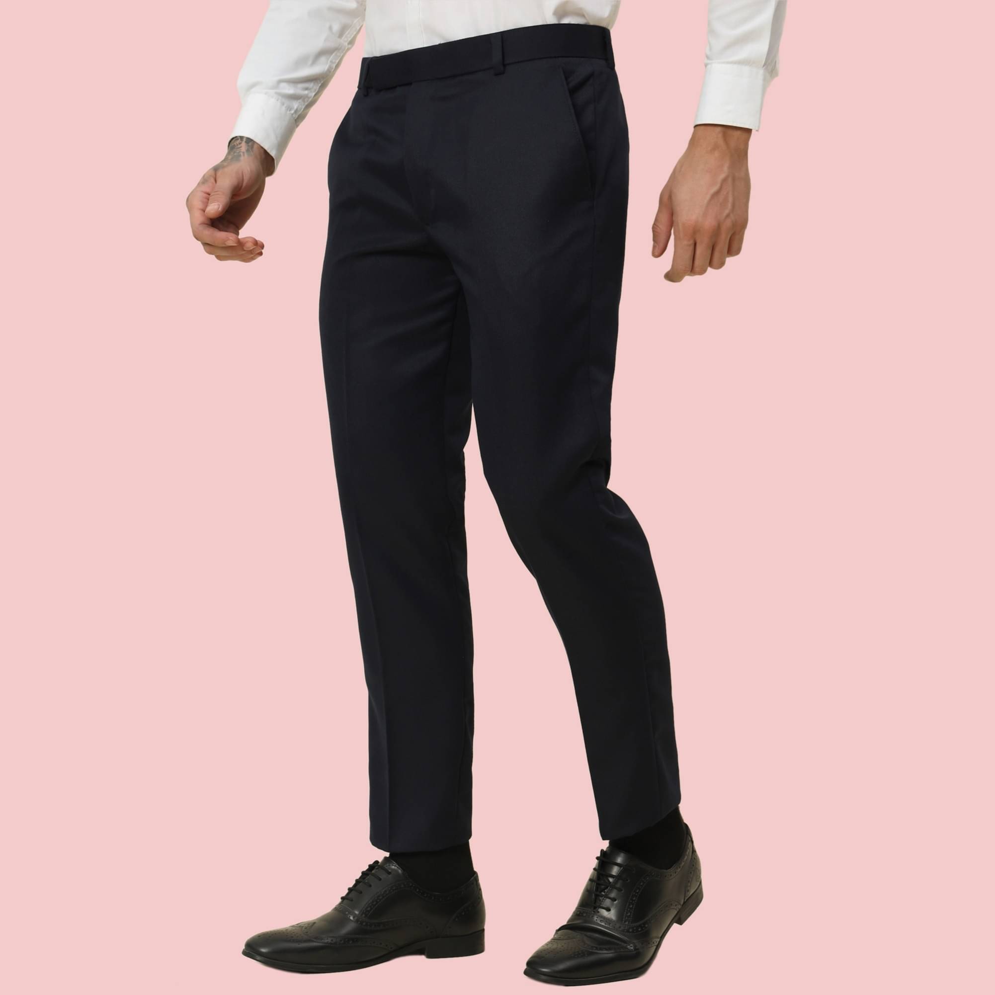     			ZEPPI Regular Flat Men's Formal Trouser - Navy Blue ( Pack of 1 )