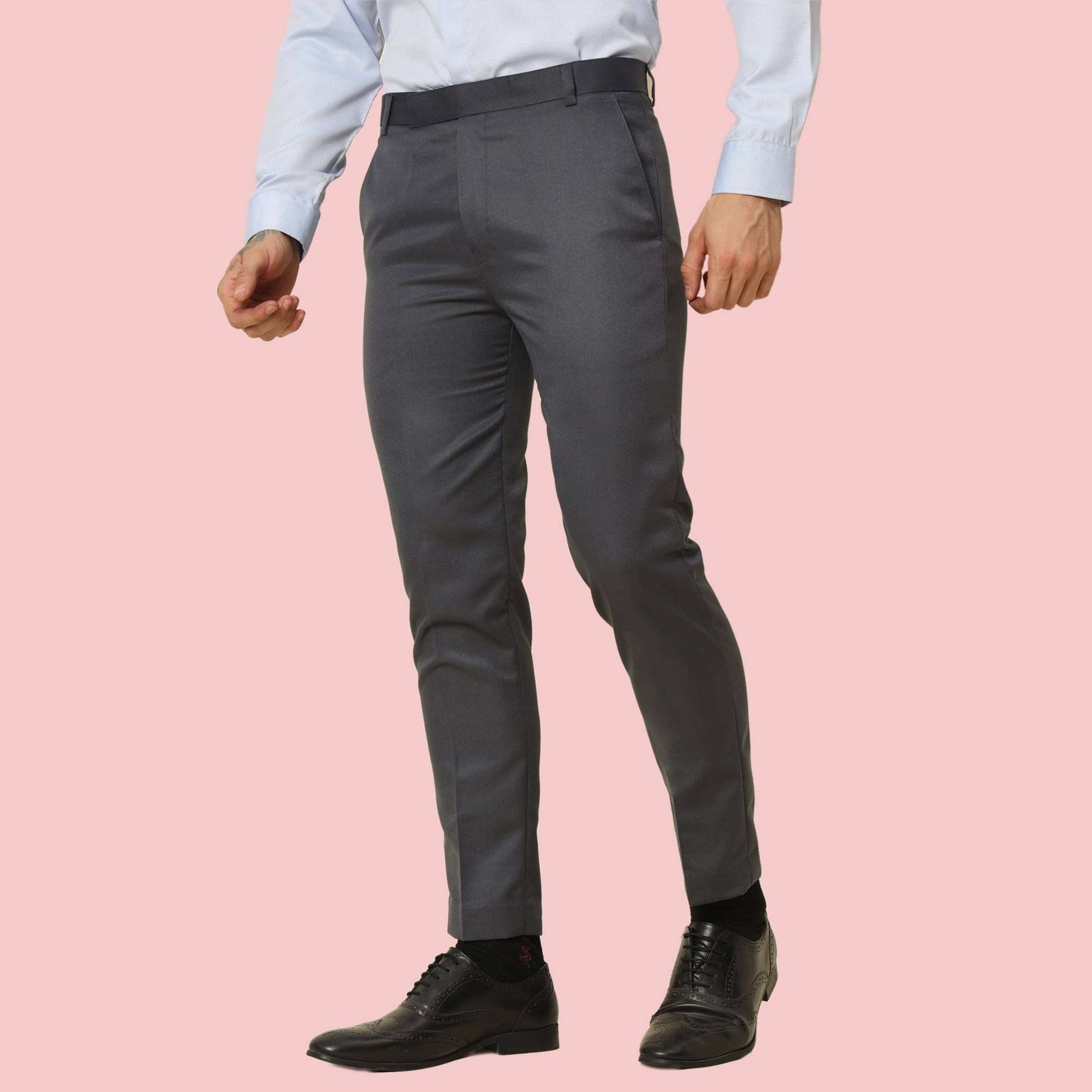     			ZEPPI Regular Flat Men's Formal Trouser - Dark Grey ( Pack of 1 )