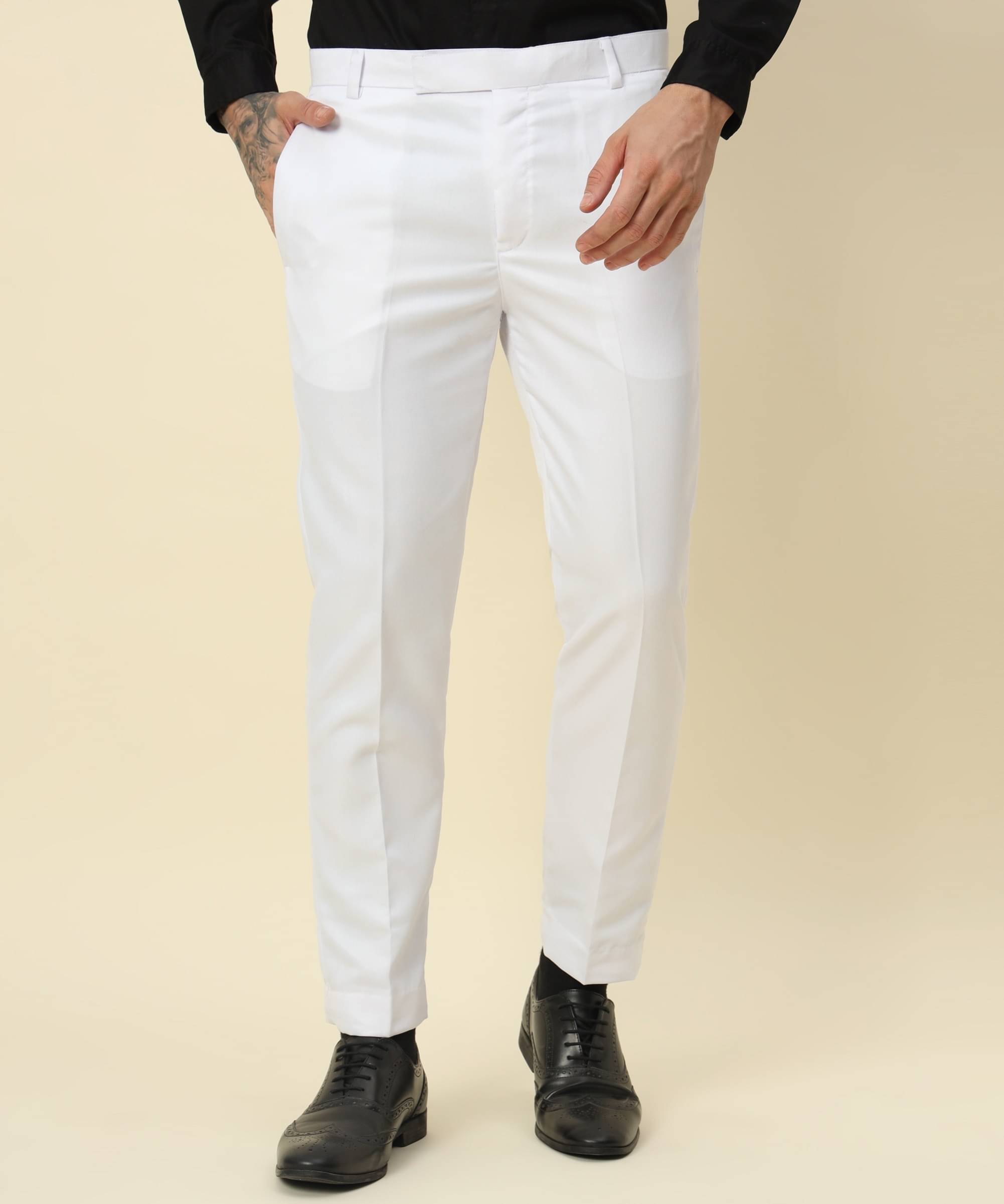     			ZEPPI Regular Flat Men's Formal Trouser - White ( Pack of 1 )