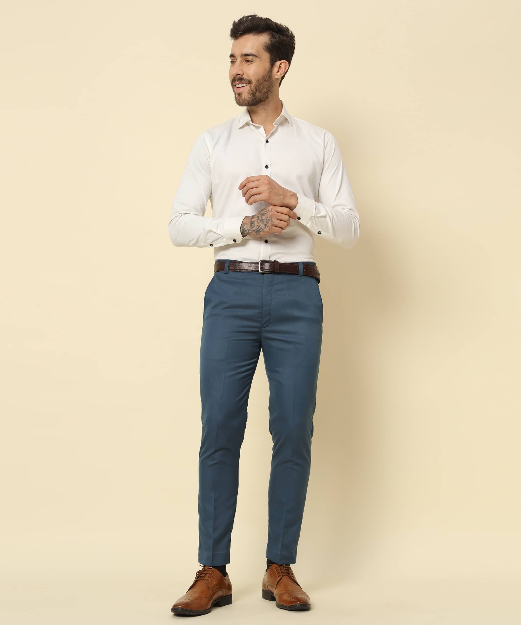     			ZEPPI Regular Flat Men's Formal Trouser - Blue ( Pack of 1 )