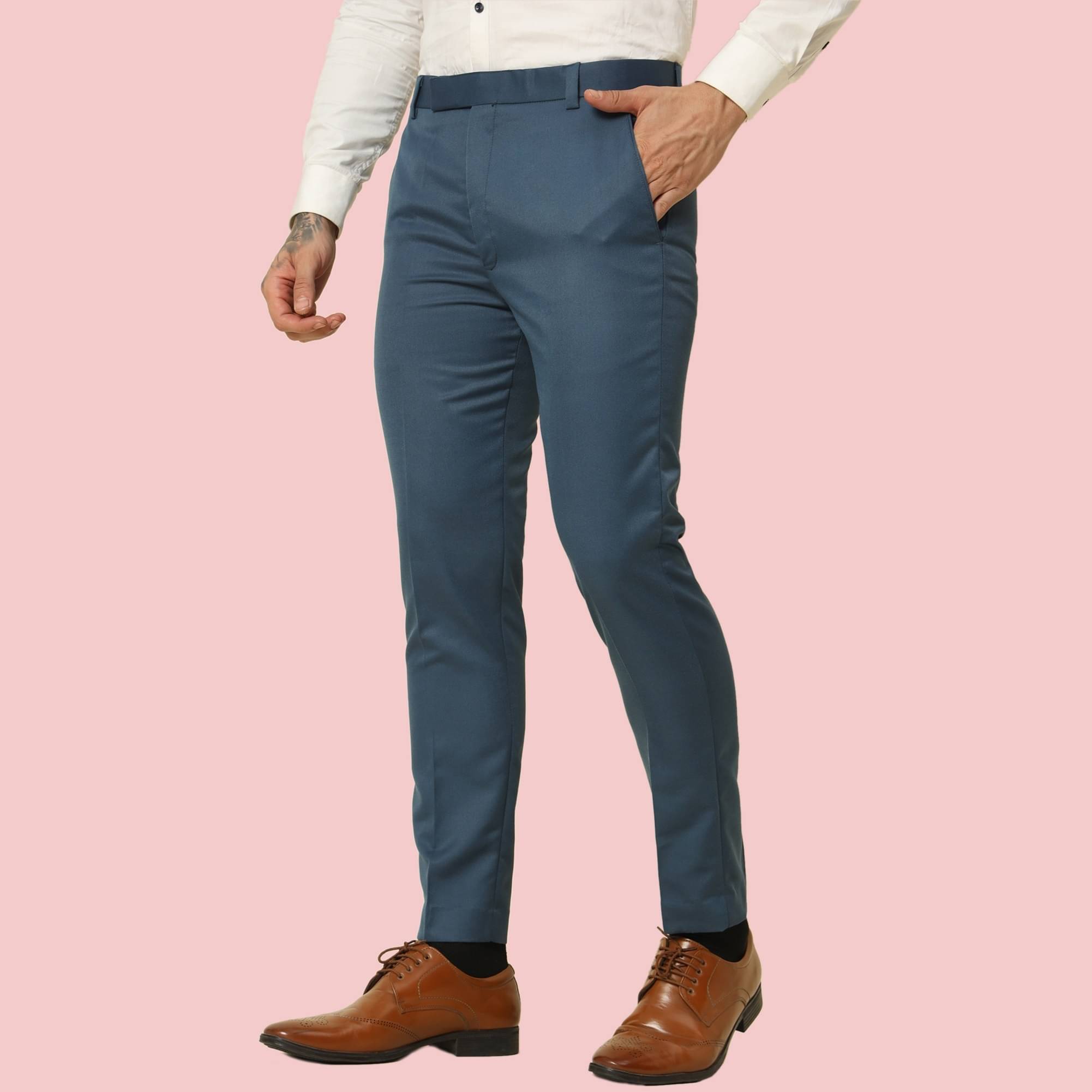     			ZEPPI Regular Flat Men's Formal Trouser - Blue ( Pack of 1 )