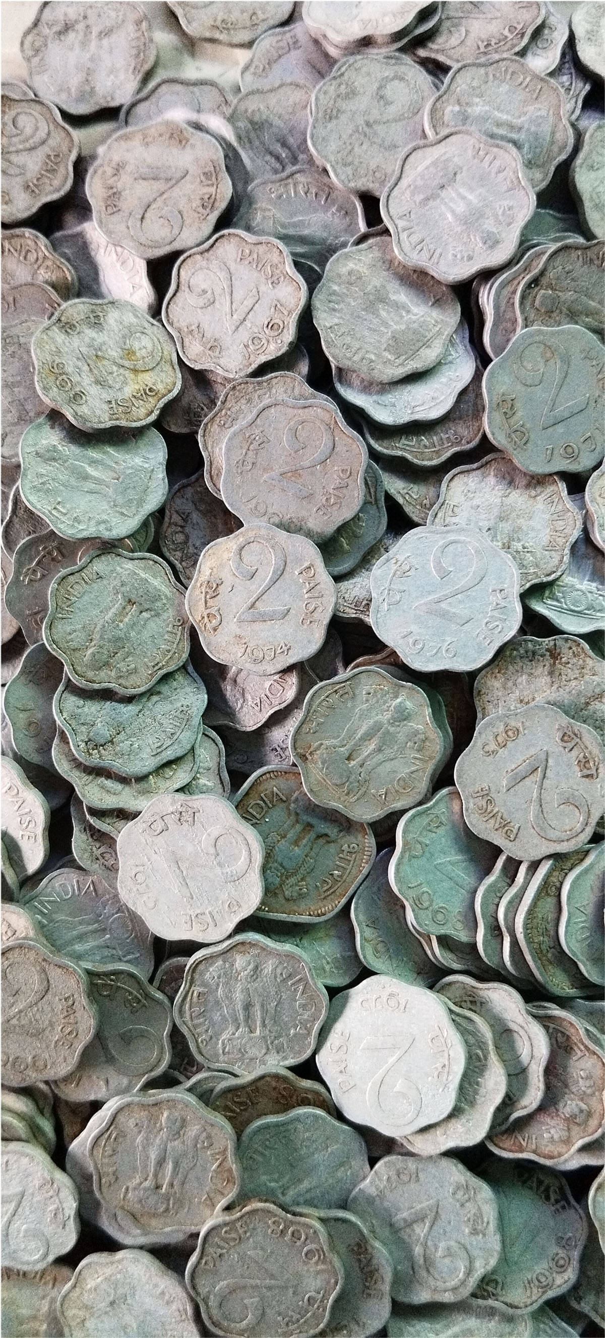    			2 Paisa Aluminium Circulated Condition 1965 - 1979 Mixed Year 200 PCS Lot