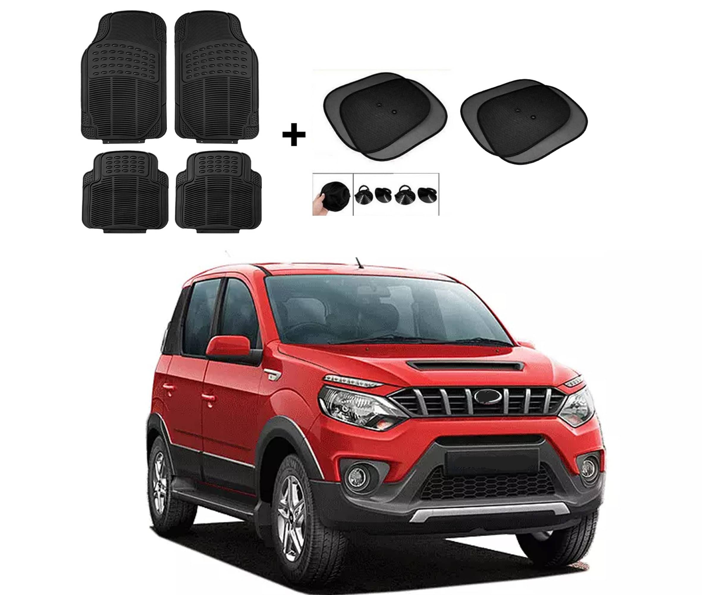     			ARLOOK Car Rubber Foot Mat (Set Of 4) + Sunshades (Set Of 4) For Mahindra Nuva Sport  (All Models)