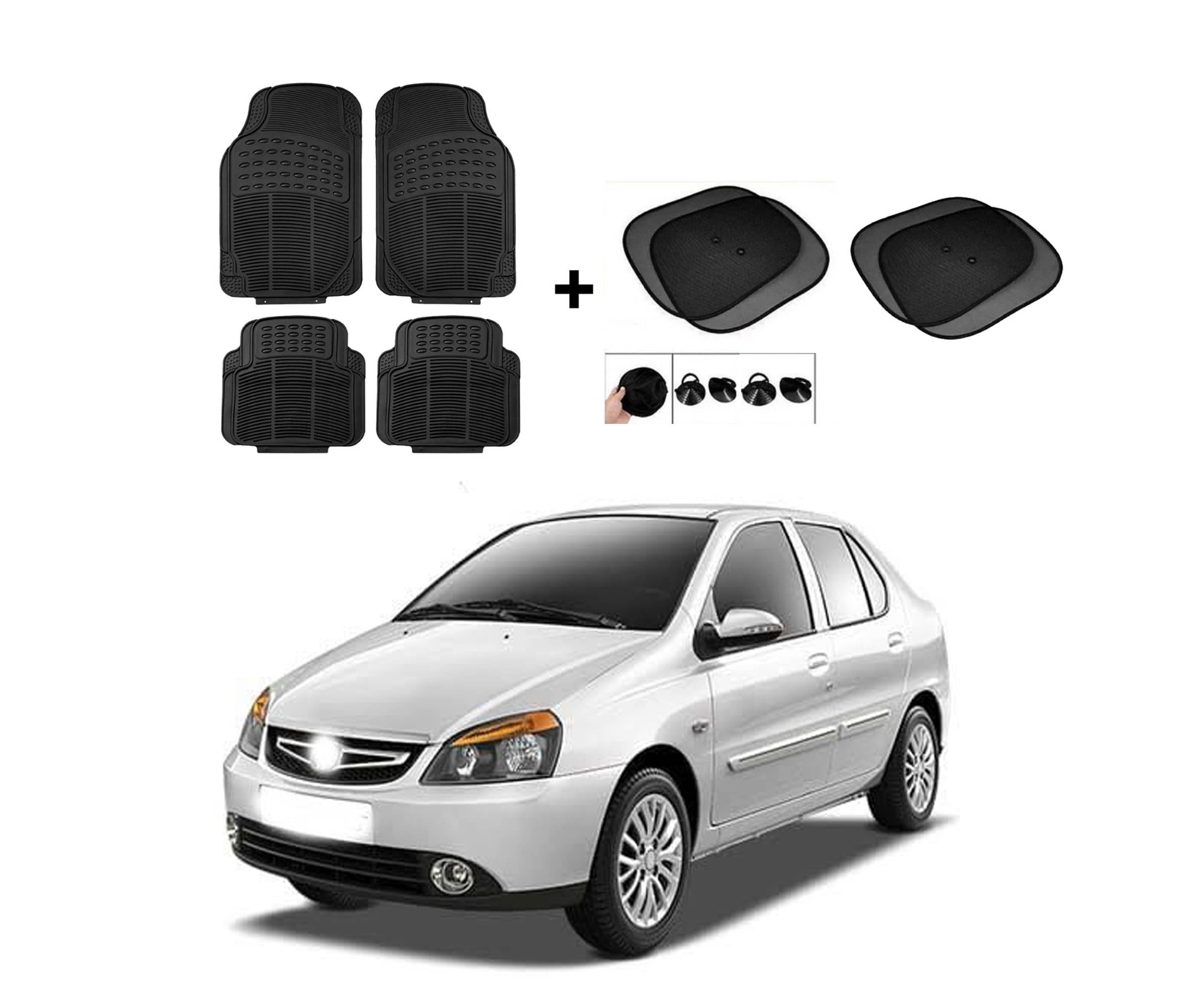 ARLOOK Car Rubber Foot Mat (Set Of 4) + Sunshades (Set Of 4) For Tata Indica Cs (All Models) ARLOOK Car Rubber Foot Mat (Set Of 4) + Sunshades (Set Of 4) For Tata Indica Cs (All Models)