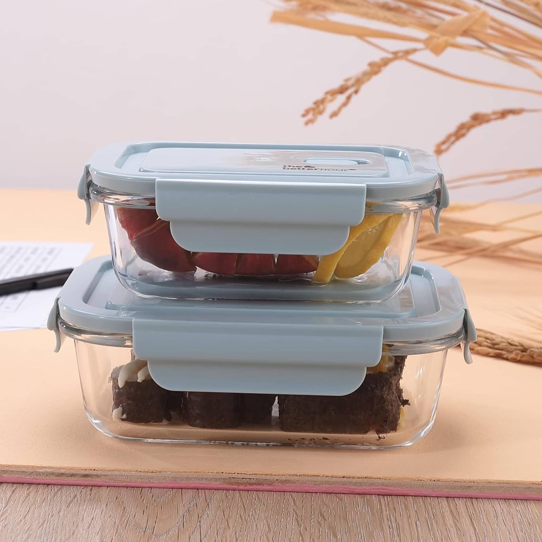 ATIPRIYA Borosilicate 1110 ml Glass Multicolor Multi-Purpose Container ( Set of 2 ) ATIPRIYA Borosilicate 1110 ml Glass Multicolor Multi-Purpose Container ( Set of 2 )