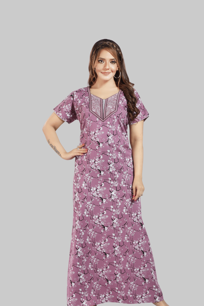     			BAILEY SELLS Purple Cotton Women's Nightwear Nighty & Night Gowns ( Pack of 1 )