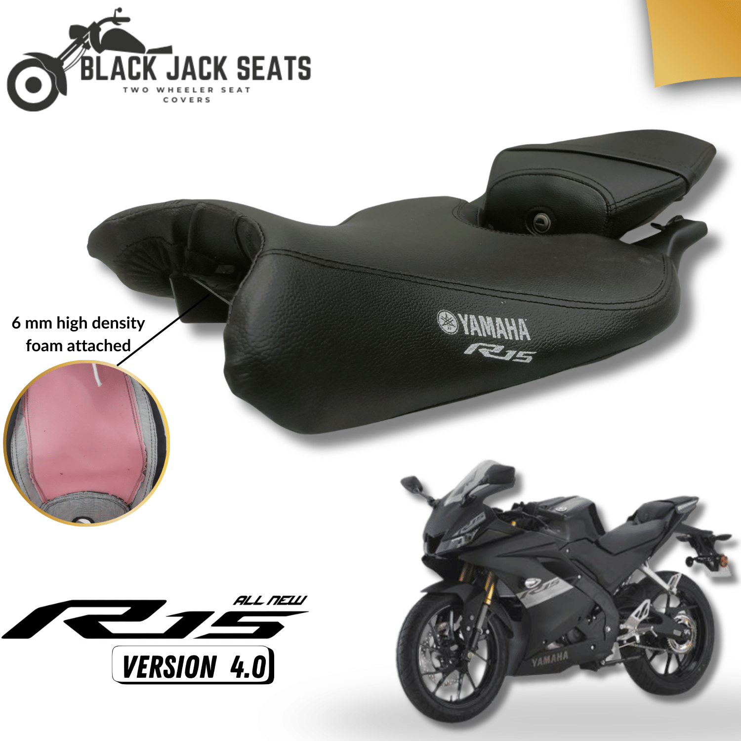 Black Jack Seats Premium R15 Version 4 Seat Cover | 6mm High-Density Foam | Custom Fit | Black Black Jack Seats Premium R15 Version 4 Seat Cover | 6mm High-Density Foam | Custom Fit | Black