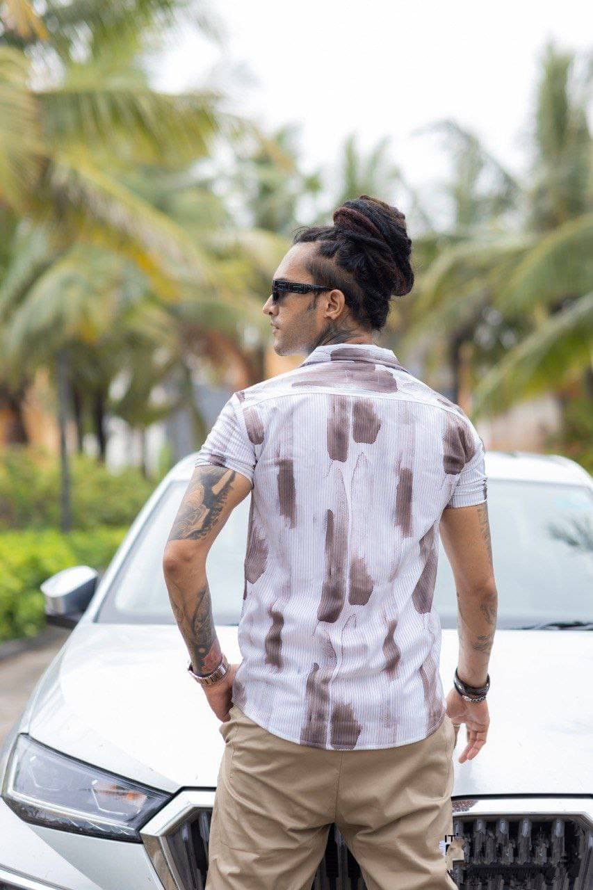     			Bombay Begum Corduroy Regular Fit Printed Half Sleeves Men's Casual Shirt - Brown ( Pack of 1 )