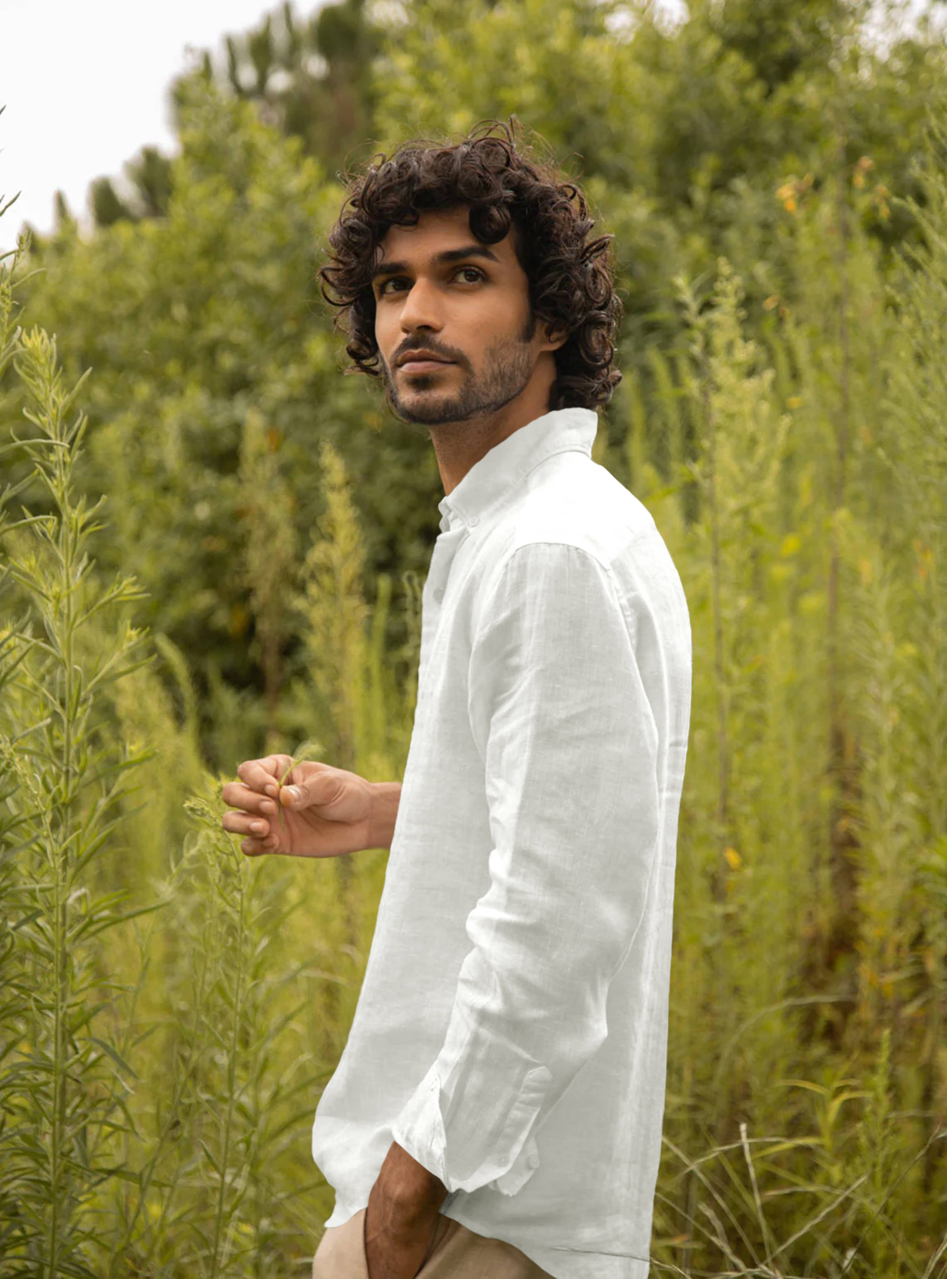 Bombay Begum Linen Regular Fit Self Design Full Sleeves Men's Casual Shirt - Off White ( Pack of 1 )     			Bombay Begum Linen Regular Fit Self Design Full Sleeves Men's Casual Shirt - Off White ( Pack of 1 )