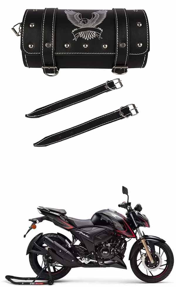 BuddyBuzz One-side Black Leatherette Tool Bag Eagle For TVS Apache RTR 200 BuddyBuzz One-side Black Leatherette Tool Bag Eagle For TVS Apache RTR 200