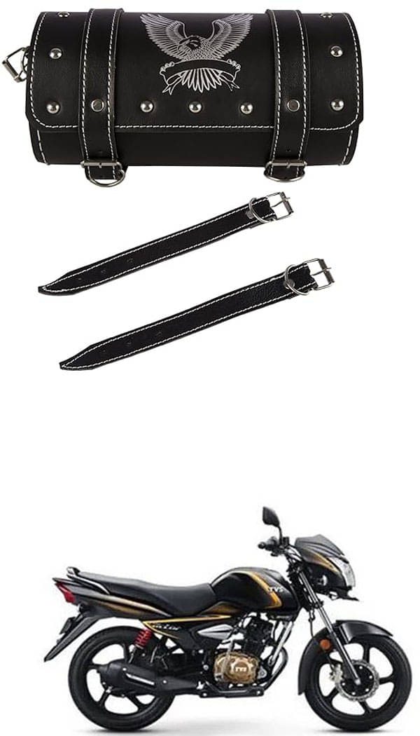 BuddyBuzz One-side Black Leatherette Tool Bag Eagle For TVS Victor BuddyBuzz One-side Black Leatherette Tool Bag Eagle For TVS Victor