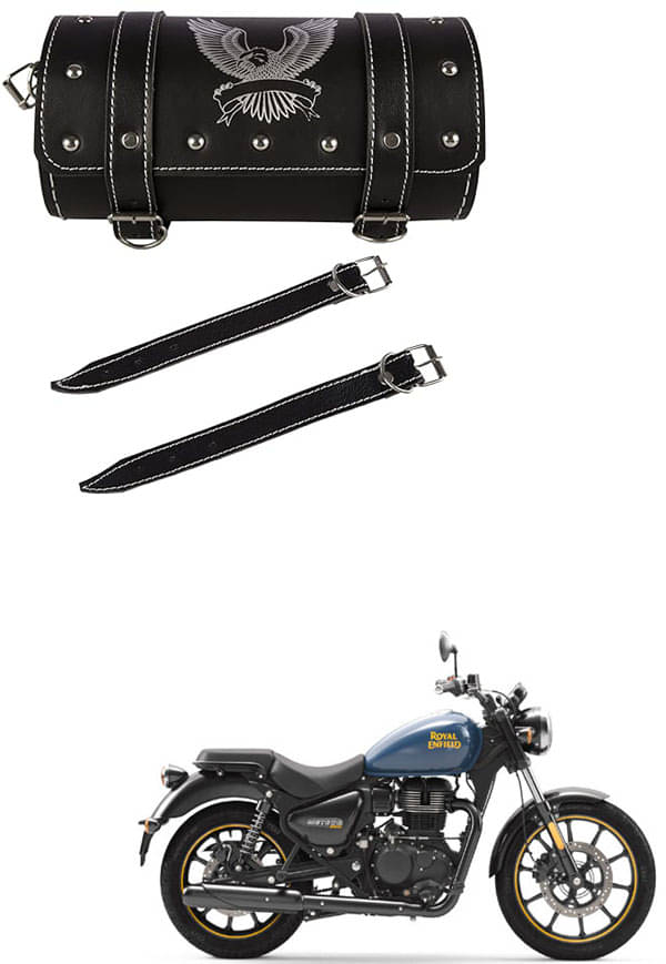 BuddyBuzz One-side Black Leatherette Tool Bag Eagle For Royal Enfield Meteor 350     			BuddyBuzz One-side Black Leatherette Tool Bag Eagle For Royal Enfield Meteor 350