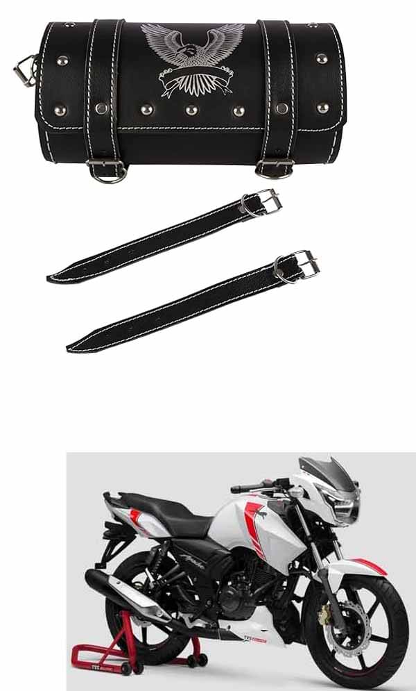 BuddyBuzz One-side Black Leatherette Tool Bag Eagle For TVS Apache RTR 160 4V BuddyBuzz One-side Black Leatherette Tool Bag Eagle For TVS Apache RTR 160 4V