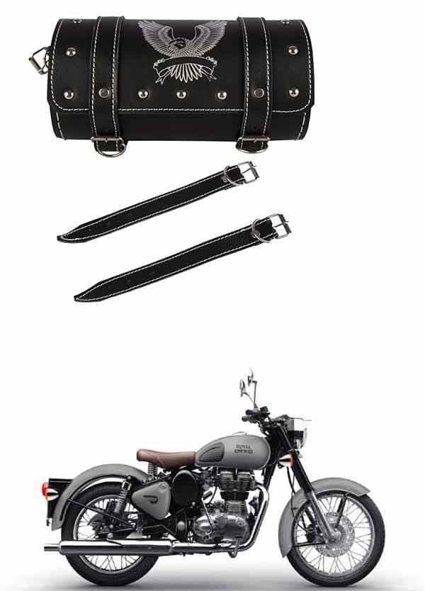     			BuddyBuzz One-side Black Leatherette Tool Bag Eagle For Royal Enfield Bullet 350