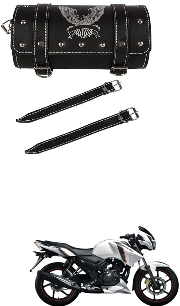 BuddyBuzz One-side Black Leatherette Tool Bag Eagle For TVS Apache 150 BuddyBuzz One-side Black Leatherette Tool Bag Eagle For TVS Apache 150