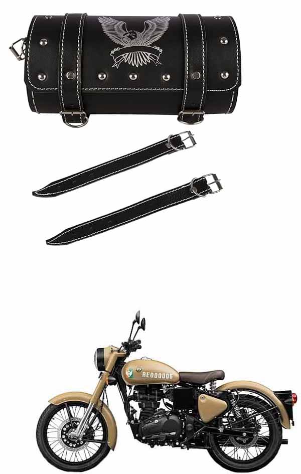 BuddyBuzz One-side Black Leatherette Tool Bag Eagle For Royal Enfield Classic 350 Signals BuddyBuzz One-side Black Leatherette Tool Bag Eagle For Royal Enfield Classic 350 Signals