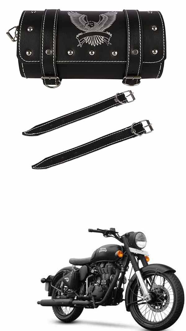 BuddyBuzz One-side Black Leatherette Tool Bag Eagle For Royal Enfield Classic 500 BuddyBuzz One-side Black Leatherette Tool Bag Eagle For Royal Enfield Classic 500