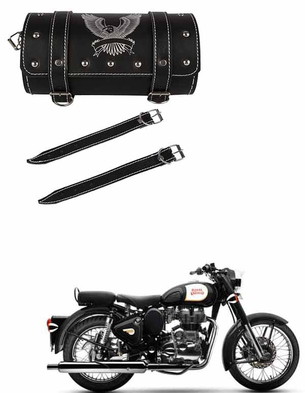 BuddyBuzz One-side Black Leatherette Tool Bag Eagle For Royal Enfield Classic 350 BuddyBuzz One-side Black Leatherette Tool Bag Eagle For Royal Enfield Classic 350