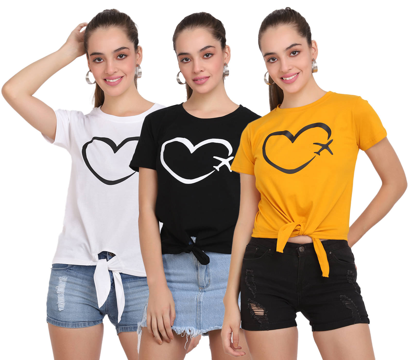 CLOTHINA Women Cotton Blend Solid Regular Fit Round Neck T-Shirt ( Multicolor ) CLOTHINA Women Cotton Blend Solid Regular Fit Round Neck T-Shirt ( Multicolor )