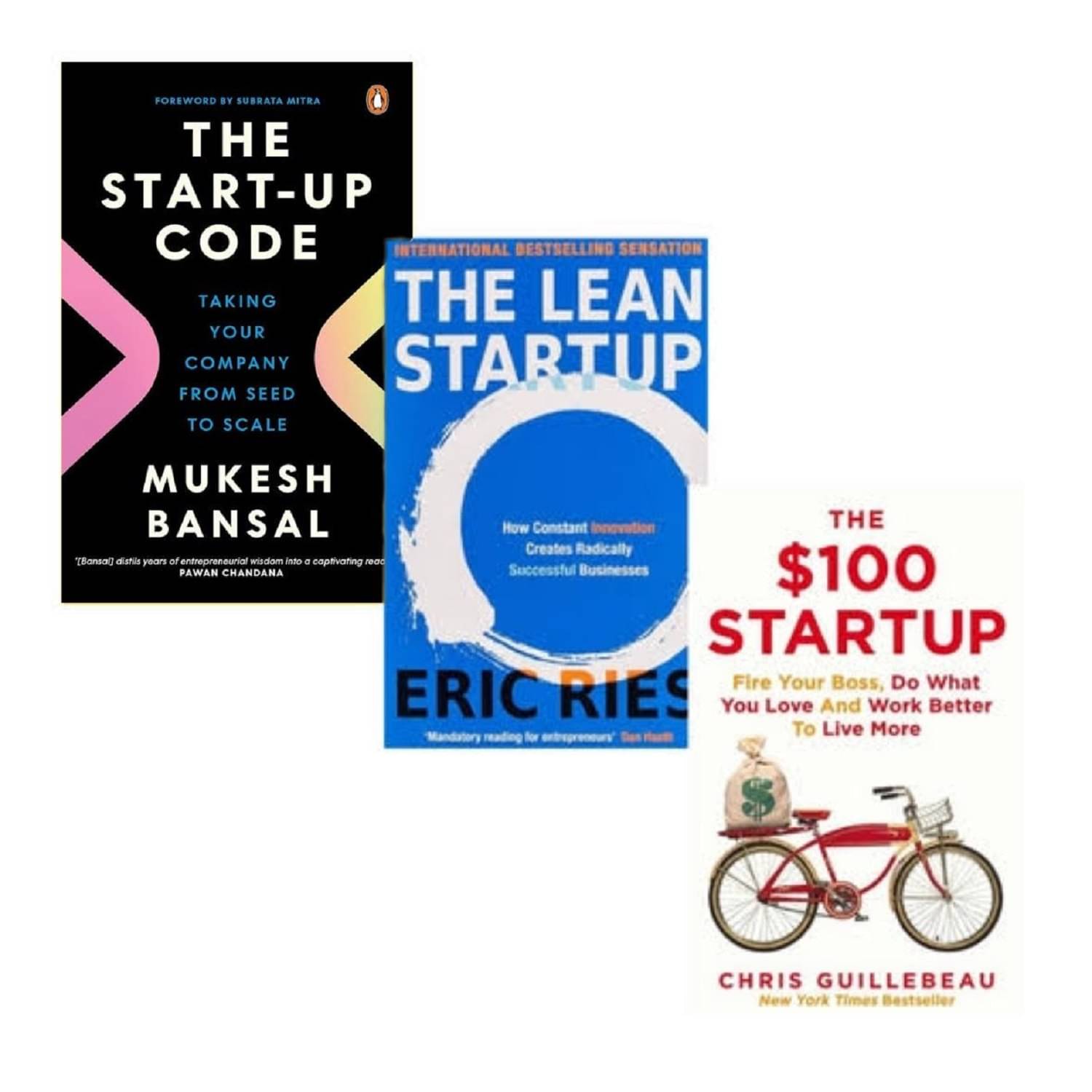     			( Combo Of 3 Books ) The Start-Up Code & The Lean Startup & The ,100 Startup Paperback English By Multi Author
