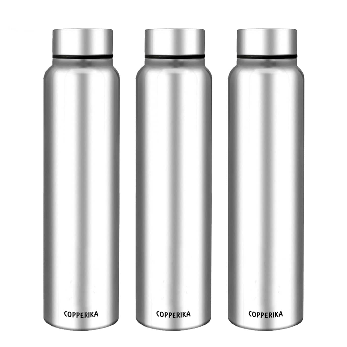 Copperika Premium Stainless Steel Heavy Build Silver Stainless Steel Water Bottle 1000 mL ( 3 )