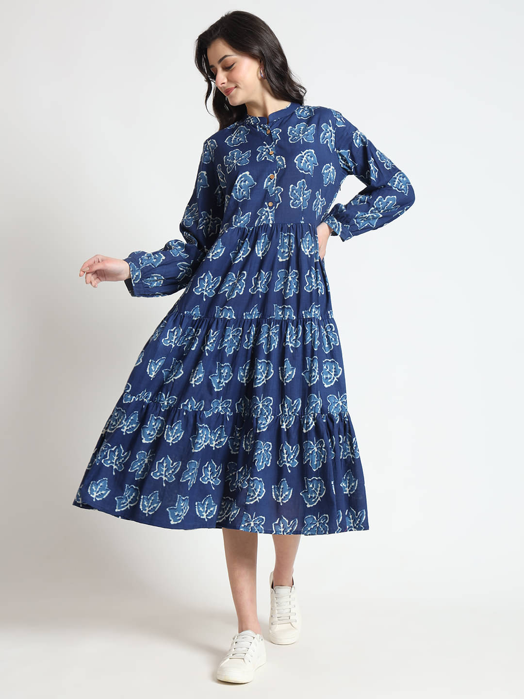 Divena Cotton Printed Midi Women's Fit & Flare Dress - Blue ( Pack of 1 ) Divena Cotton Printed Midi Women's Fit & Flare Dress - Blue ( Pack of 1 )