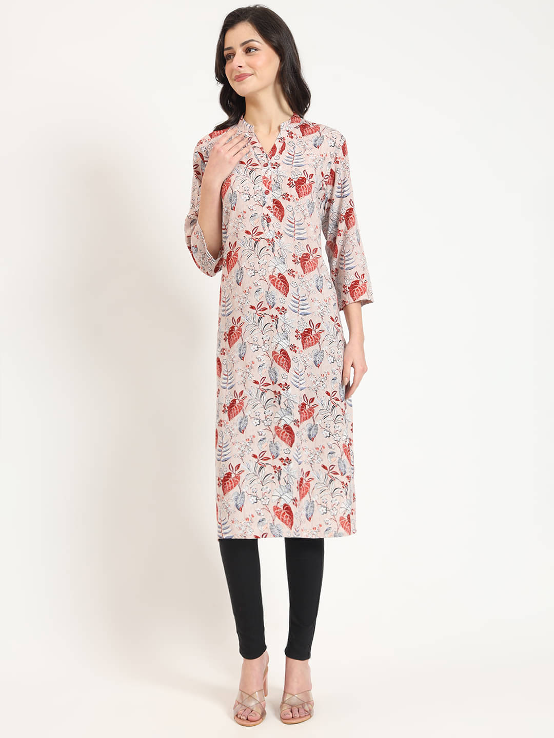 Divena Pack of 1 Viscose Rayon Printed Straight Women's Kurti - ( Multicoloured ) Divena Pack of 1 Viscose Rayon Printed Straight Women's Kurti - ( Multicoloured )