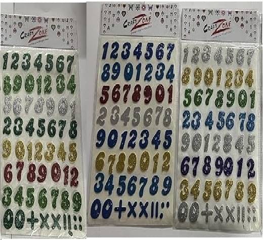     			Freedy Eva Foam Glitter Numerics/Numbers/123 Self Adhesive Stickers for Kids, Children Learning or Art & Craft(Set of 3) d