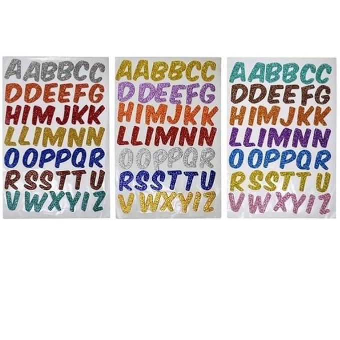     			Freedy Glitter Foam Self Adhesive ABCD/Alphabets Wall Stickers for Art and Craft (Multicolour; Medium) -Set of 3 Sheets n