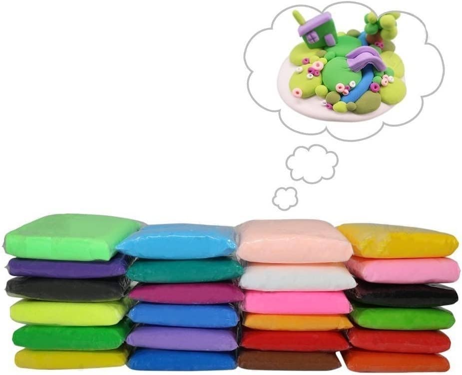 Freedy (Pack of 12) Air Dry Clay, Colorful Children Soft Clay, Creative Art Crafts, Gifts for Kids-Multi Color. Non-Toxic Modeling Magic Fluffy Foam Bouncing Clay Putty Kit for Kids with Tools