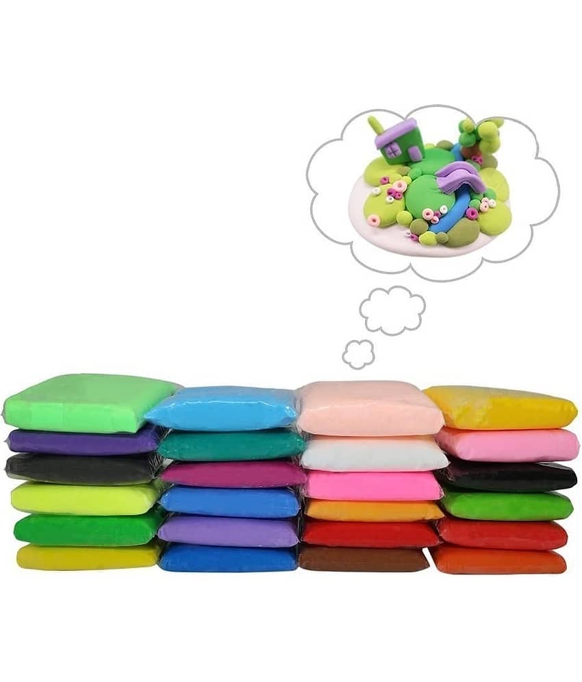 Freedy (Pack of 12) Air Dry Clay, Colorful Children Soft Clay, Creative Art Crafts, Gifts for Kids-Multi Color. Non-Toxic Modeling Magic Fluffy Foam Bouncing Clay Putty Kit for Kids with Tools - Stationery | Buy online on ZillyBuy
