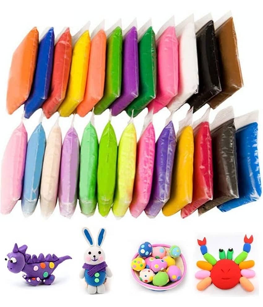 Freedy (Pack of 12) Air Dry Clay, Colorful Children Soft Clay, Creative Art Crafts, Gifts for Kids-Multi Color. Non-Toxic Modeling Magic Fluffy Foam Bouncing Clay Putty Kit for Kids with Tools - Stationery | Buy online on ZillyBuy
