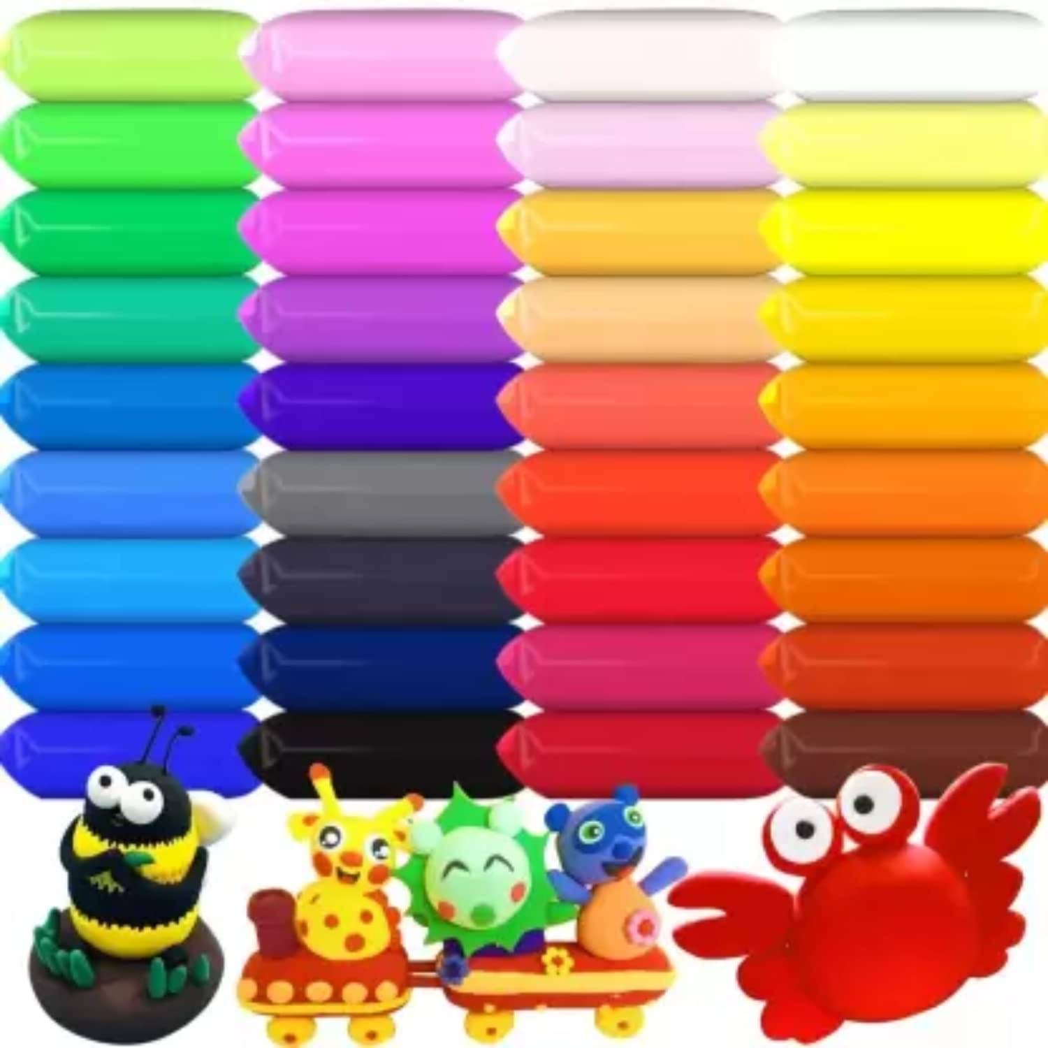    			Freedy (Pack of 12)  Dry Clay, Colorful Children Soft Clay, Creative Art Crafts, Gifts for Kids-Multi Color. Non-Toxic Modeling Magic Fluffy Foam Bouncing Clay Putty Kit for Kids with Tools