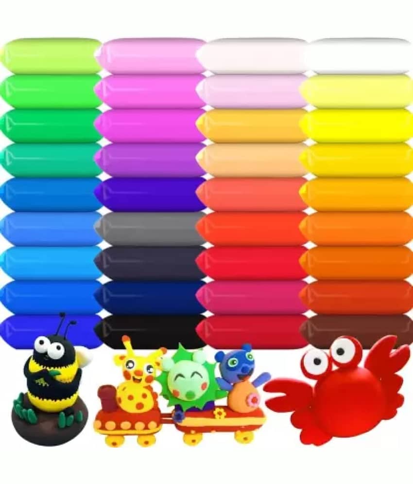Freedy (Pack of 12) Dry Clay, Colorful Children Soft Clay, Creative Art Crafts, Gifts for Kids-Multi Color. Non-Toxic Modeling Magic Fluffy Foam Bouncing Clay Putty Kit for Kids with Tools - Stationery | Buy online on ZillyBuy