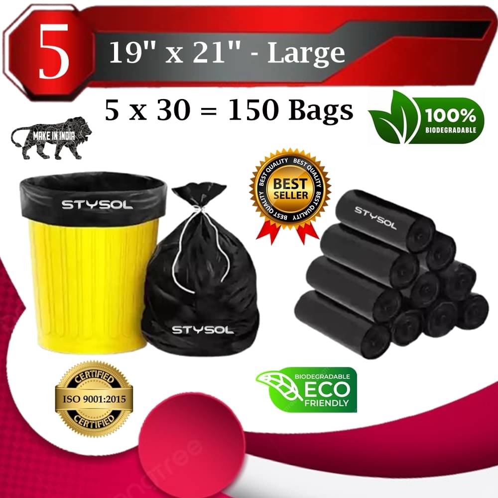 Garbage Bags 19 X 21 inch Medium Size | Dustbin Bags| Black Colour 150 bags (5 Roll) Garbage Bags 19 X 21 inch Medium Size | Dustbin Bags| Black Colour 150 bags (5 Roll)