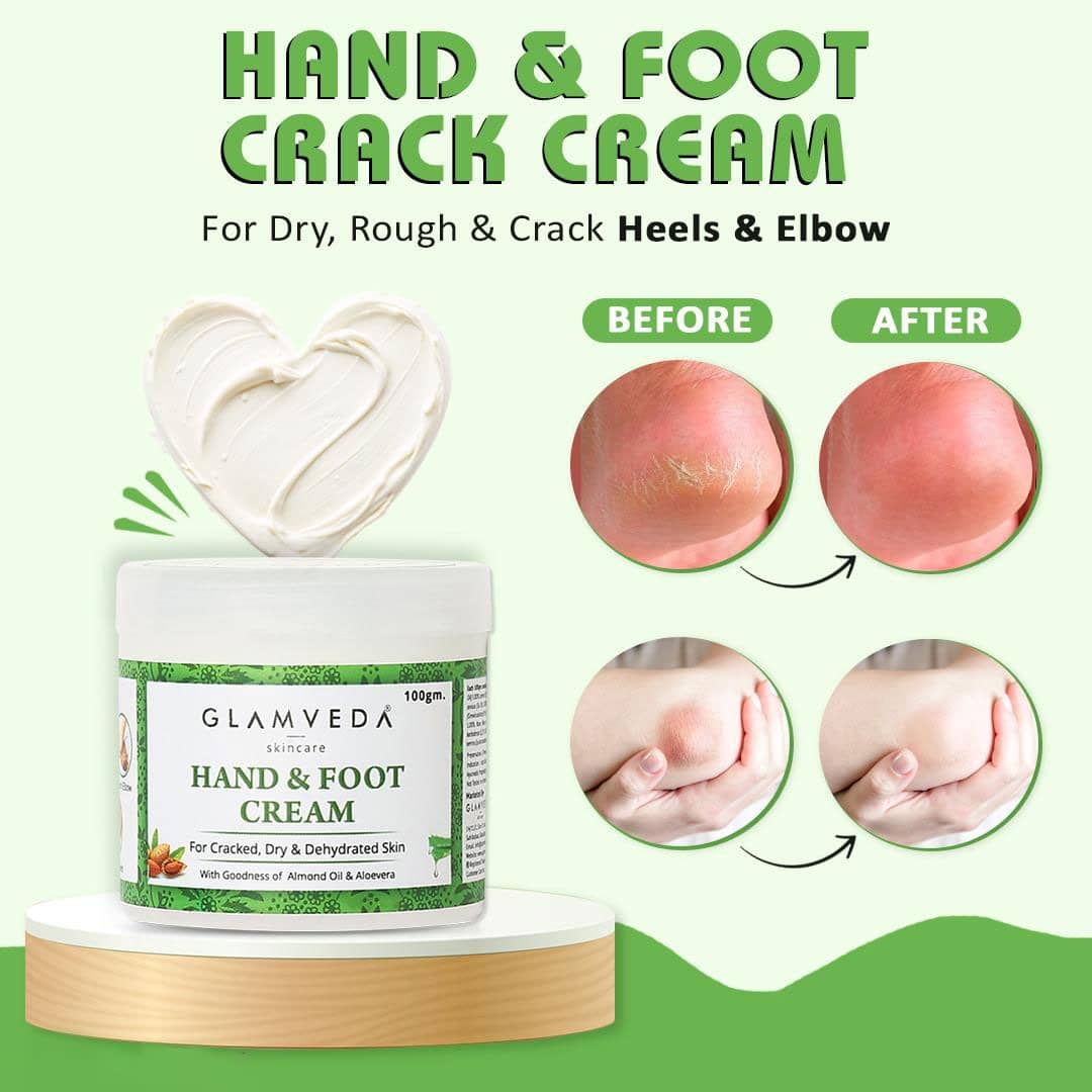 Glamveda Hand & Foot Crack Cream For Dry, Rough & Crack Heels 100 gm (Pack of 1)