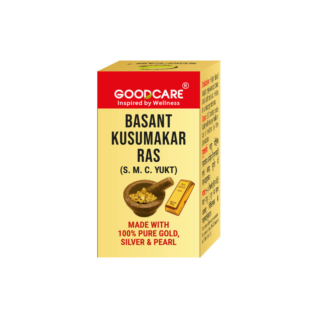 Goodcare Basant Kusumakar Ras Tablets, With Gold and Pearl, Ayurvedic Formula for Sugar Balance, Urinary Wellness, Heart and Nerve Health 10 No.s