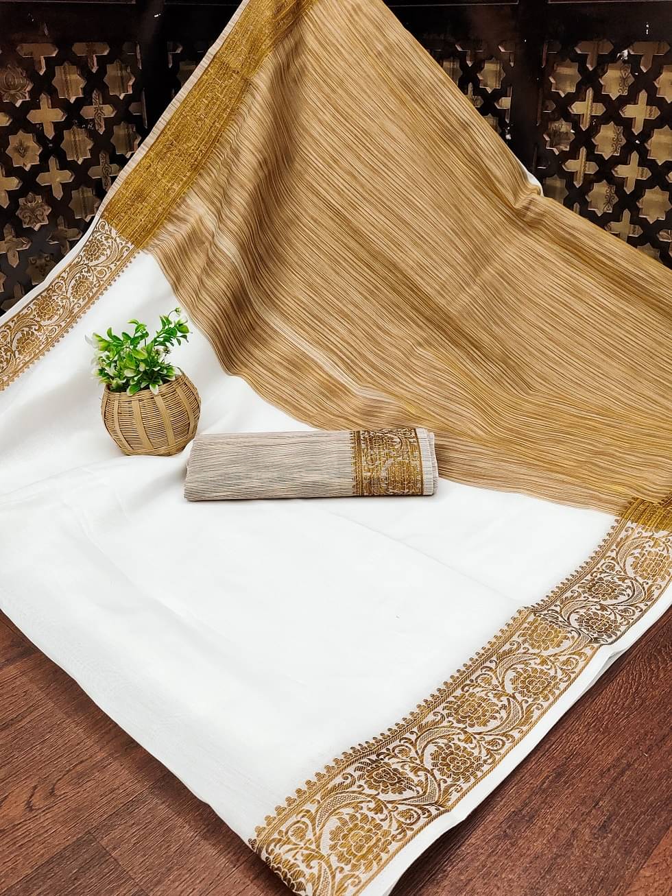 IndShopMart Cotton Silk Woven Saree With Unstitched Blouse Piece ( White )     			IndShopMart Cotton Silk Woven Saree With Unstitched Blouse Piece ( White )